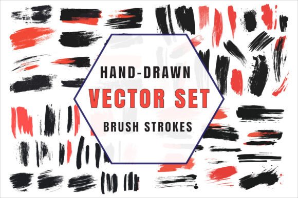 Black and Red Brush Strokes Vector