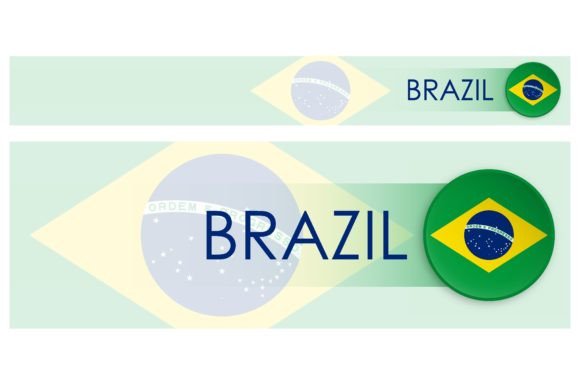 Brazil Flag Horizontal Web Banner in Modern Neomorphism