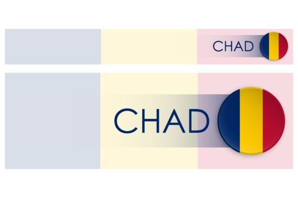 Chad Flag Horizontal Web Banner in Moder