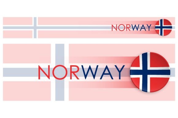 Norway Flag Horizontal Web Banner in Modern Design