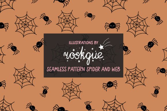 Seamless Pattern with Spider and Web
