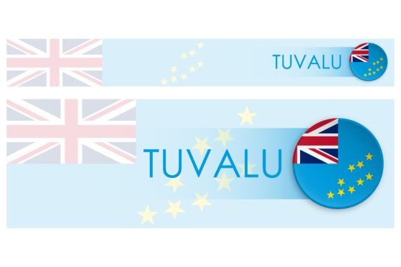 Tuvalu Flag Horizontal Web Banner in Modern Neomorphism