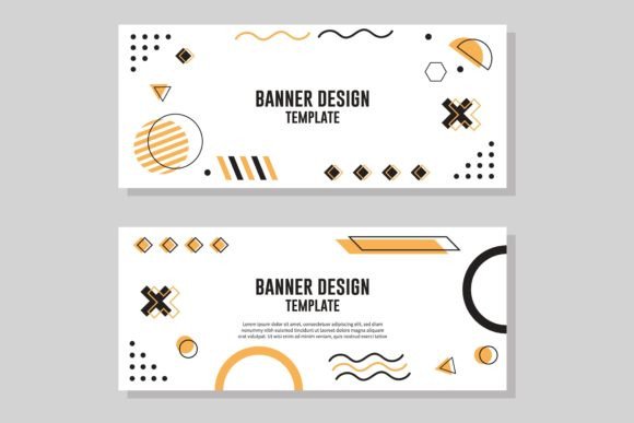 Web Banner with Geometric Shapes for Business